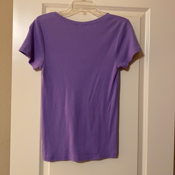 Ralph Lauren Purple V-Neck Knit Tee Size Large - Picture 2 of 4